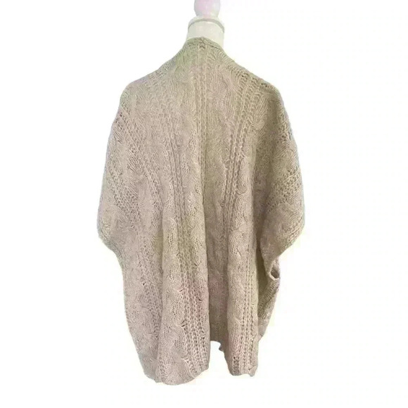 Aerie Mohair Blend Cable Knit Open Front Cardigan Short Sleeve Boho O/S Travel - Picture 5 of 9